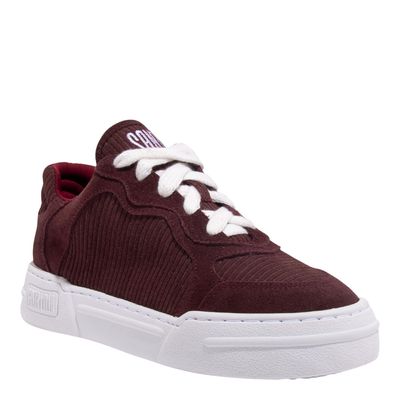 Tênis Couro Camurça Vermelho Merlot
