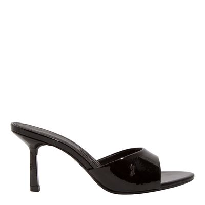 Mule Verniz Glossy Preto Salto Médio Fino