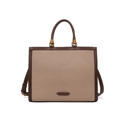 Bolsa Tote Canvas Marrom Duas Alças