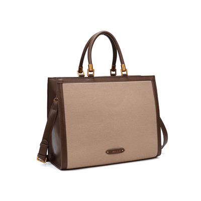 Bolsa Tote Canvas Marrom Duas Alças