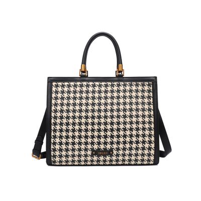 Bolsa Tote Tramado Preta E Branca Duas Alças