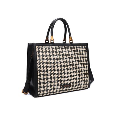 Bolsa Tote Tramado Preta E Branca Duas Alças