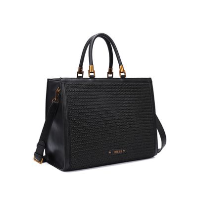 Bolsa Tote Tramado Preta Duas Alças