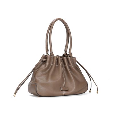 Bolsa Bucket E Clutch Floater Marrom Pespontos Alça De Ombro