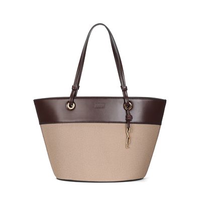 Bolsa Grande Canvas Marrom Alça De Ombro