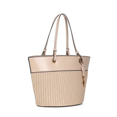 Bolsa Grande Tramado Bege Alça De Ombro