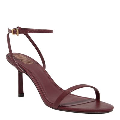 Sandália Couro Pelica Soft Vermelho Merlot Salto Médio Fino