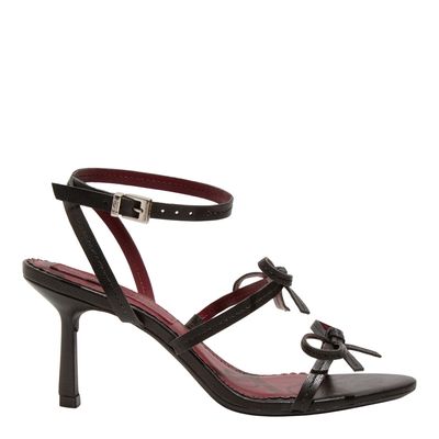 Sandália Couro Pelica Soft Preto Salto Médio Fino