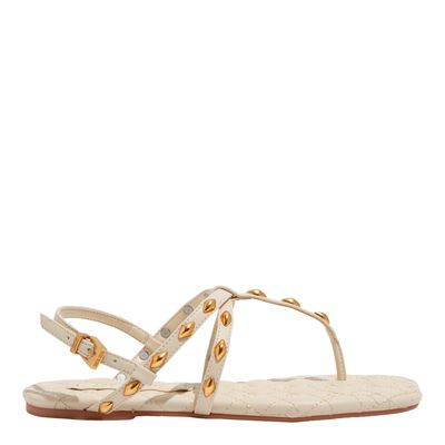Rasteira Matelassê  Napa Soft Off White Bico Quadrado