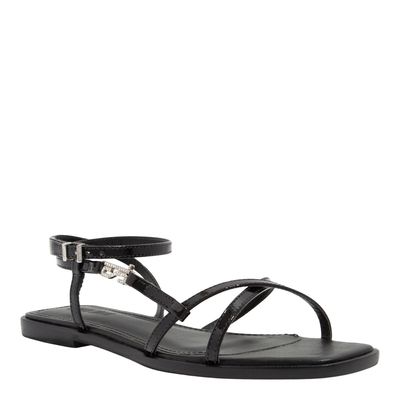 Rasteira Verniz Glossy Preta Bico Quadrado