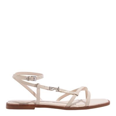 Rasteira Verniz Glossy Off White Bico Quadrado