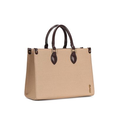 Bolsa Tote Canvas Bege Duas Alças