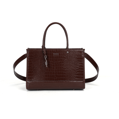Bolsa Tote Croco Marrom Dark Cocoa Duas Alças