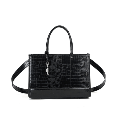 Bolsa Tote Rico Croco Preta Duas Alças