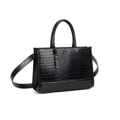 Bolsa Tote Rico Croco Preta Duas Alças