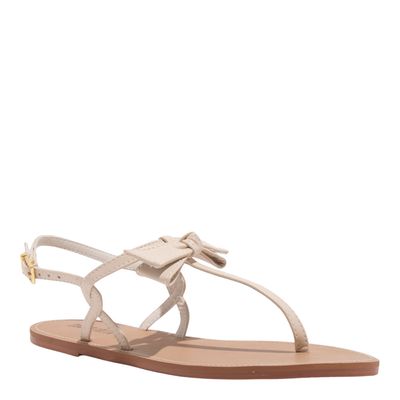 Rasteira Laço Couro Confort Off White