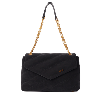 Bolsa Envelope Camurça Preta Alça De Ombro