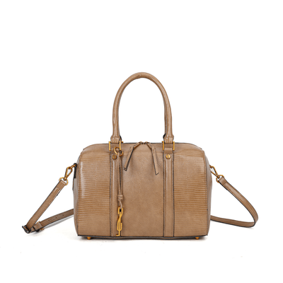 Bolsa Bau Lizard Marrom Claro Alça Transversal