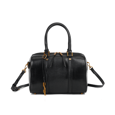 Bolsa Bau Lizard Preta Alça Transversal