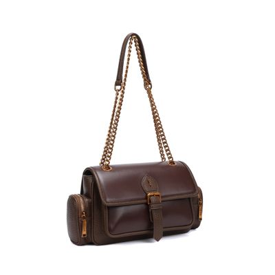 Bolsa Floater Marrom Escuro Alça Corrente Dourada