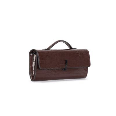 Bolsa Croco Marrom Duas Alças