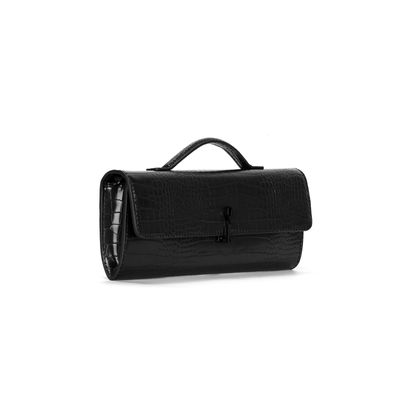 Bolsa Croco Preta Duas Alças