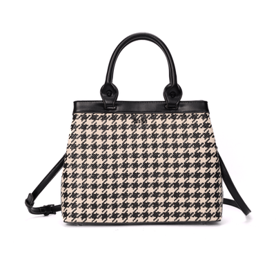 Bolsa Tote Tramado Preto E Branco Duas Alças