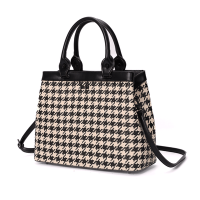 Bolsa Tote Tramado Preto E Branco Duas Alças