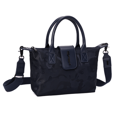 Bolsa Shopper Pequena Nylon Azul Alça Transversal Removível