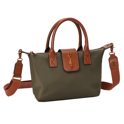 Bolsa Shopper Pequena Nylon Verde Alça Transversal Removível