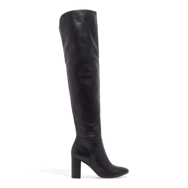 Bota Couro Nobre Cano Longo  Salto Grosso Preta