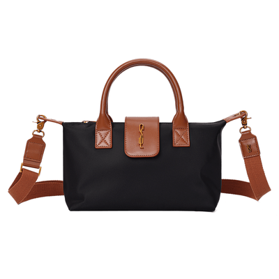 Bolsa Shopper Pequena Nylon Preta Alça Transversal Removível