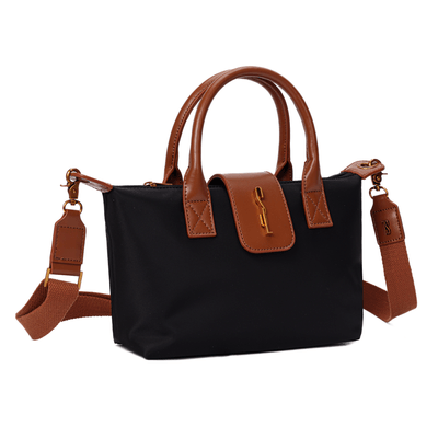 Bolsa Shopper Pequena Nylon Preta Alça Transversal Removível