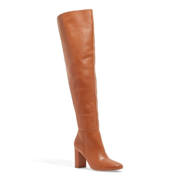 Bota Couro Nobre Cano Alto Salto Grosso Caramelo