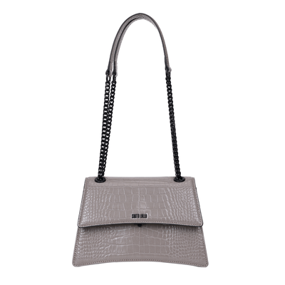 Bolsa Croco Cinza Alça De Ombro