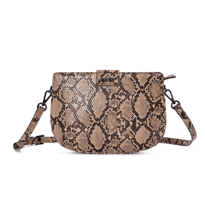Bolsa Média Animal Print Estampa Cobra Alça Transversal