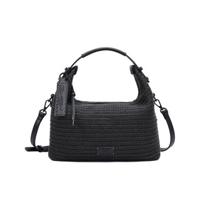 Bolsa Baguete Tramado Preta Duas Alças