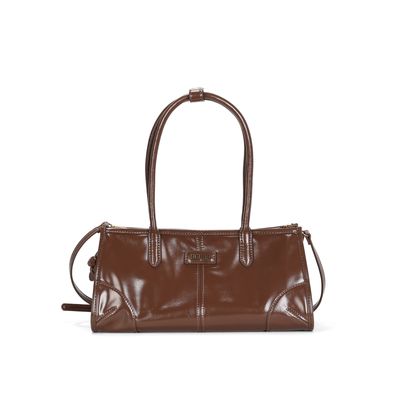 Bolsa Glossy Marrom Alça De Ombro