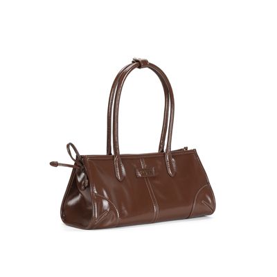 Bolsa Glossy Marrom Alça De Ombro