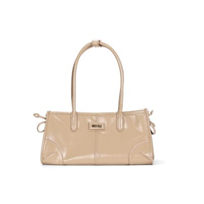 Bolsa Glossy Bege Alça De Ombro