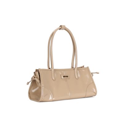 Bolsa Glossy Bege Alça De Ombro