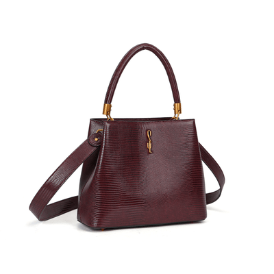 Bolsa Tote Lizard Vermelho Bordô Duas Alças