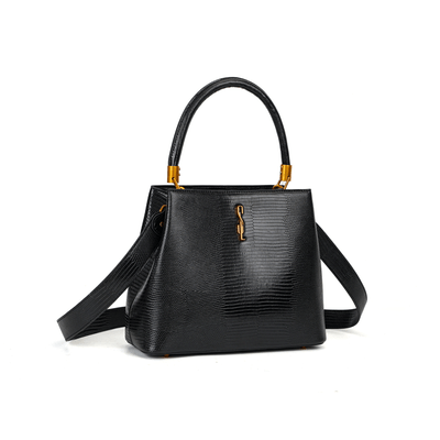 Bolsa Tote Lizard Preta Duas Alças