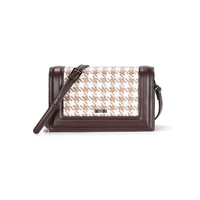 Bolsa Pequena Tramado Marrom Alça Transversal