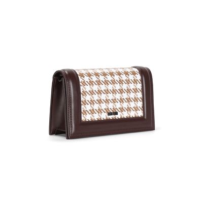Bolsa Pequena Tramado Marrom Alça Transversal