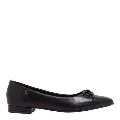 Sapatilha Couro Nobre Soft Preto Bico Fino