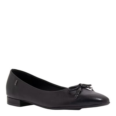 Sapatilha Couro Nobre Soft Preto Bico Fino