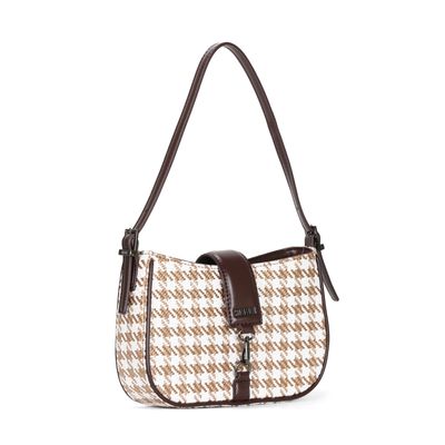 Bolsa Tramado Marrom Alça De Ombro