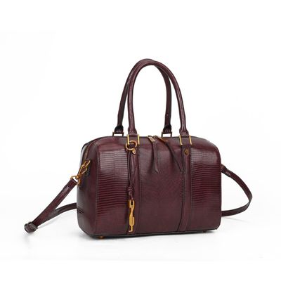 Bolsa Bau Lizard Vermelho Merlot Alça Transversal