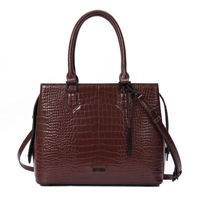 Bolsa Tote Croco Marrom Duas Alças